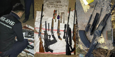 Пехотный огнемет, автоматы Калашникова, пистолеты изъял КНБ в Астане и Алматы